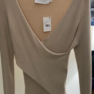 ASTR Tan Ribbed Knit Top